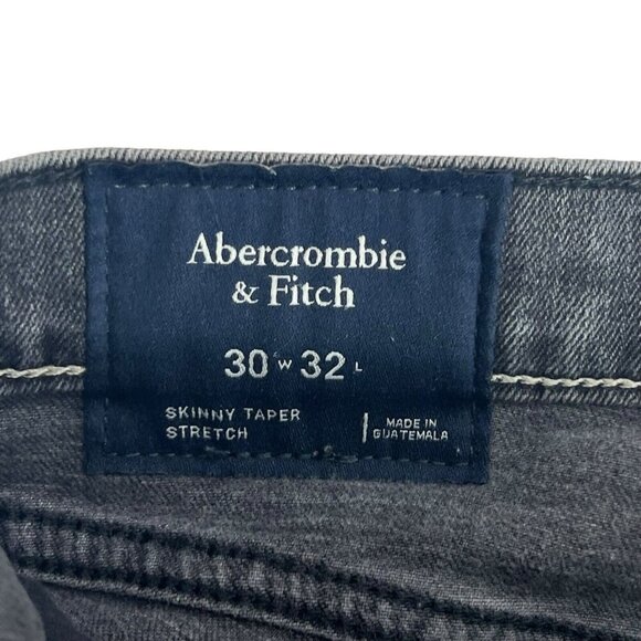 Abercrombie Fit Jeans Mens 30x32 (30x30) Black Skinny Tapered Stretch Distressed - Picture 6 of 8
